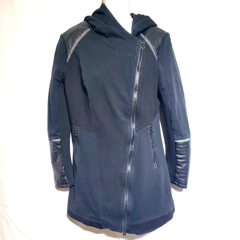 Blanc and Noir Asymmetrical Jacket with Reflective Hooded Women's Sz Medium - Picture 10 of 12